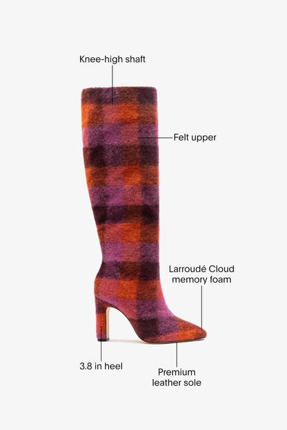 Cindy Hi Boot Plum Printed Felt