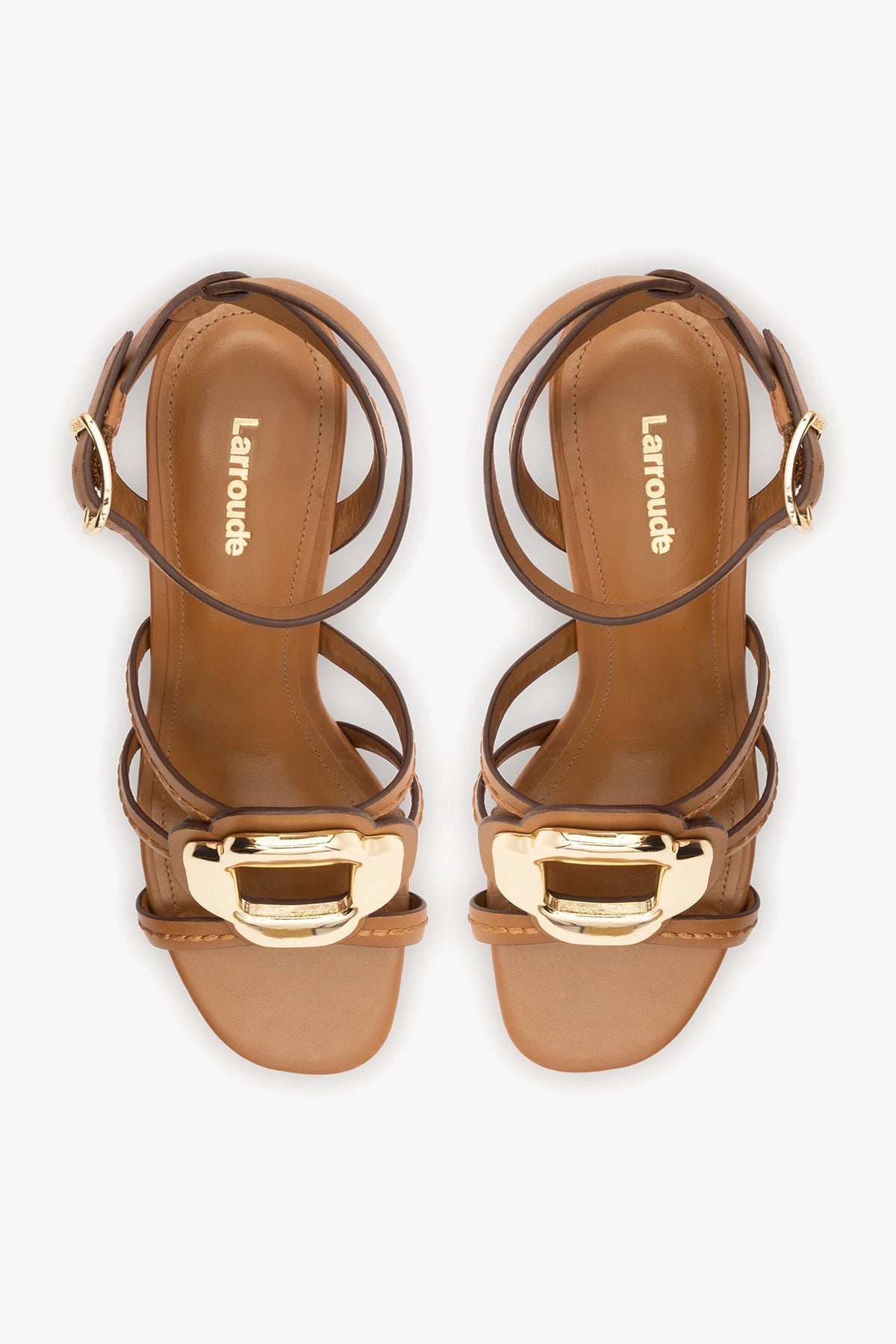 Margherita Block Sandal Caramel Leather