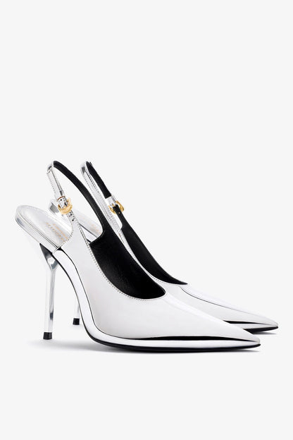 Larroudé x Altuzarra Pump In Silver Specchio
