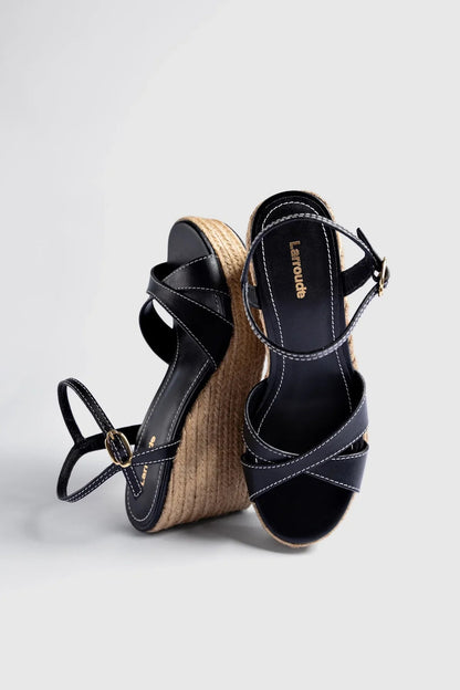Bianca Espadrille Sandal Black Leather