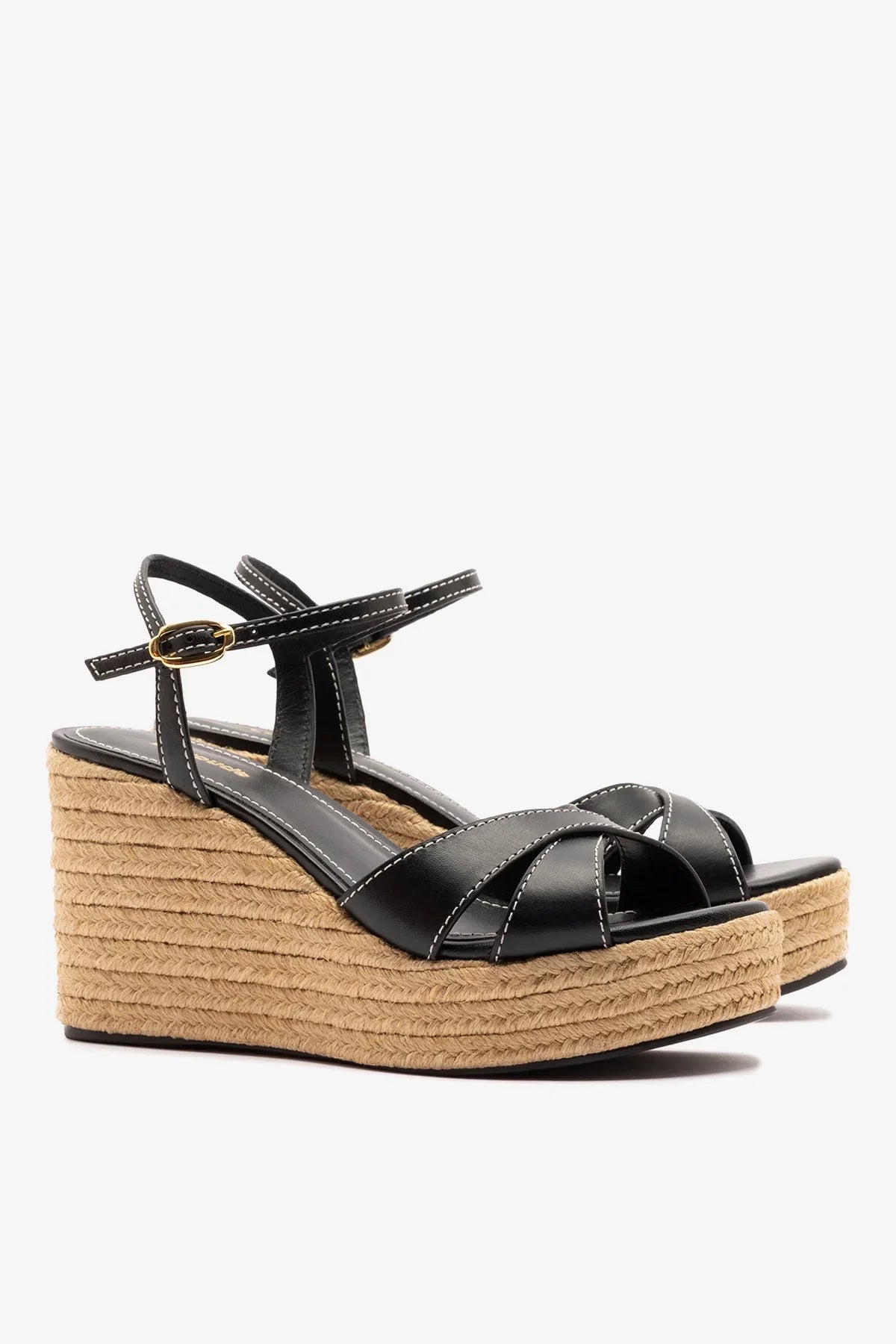 Bianca Espadrille Sandal Black Leather