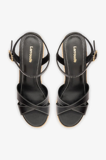 Bianca Espadrille Sandal Black Leather