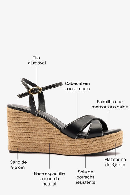 Bianca Espadrille Sandal Black Leather