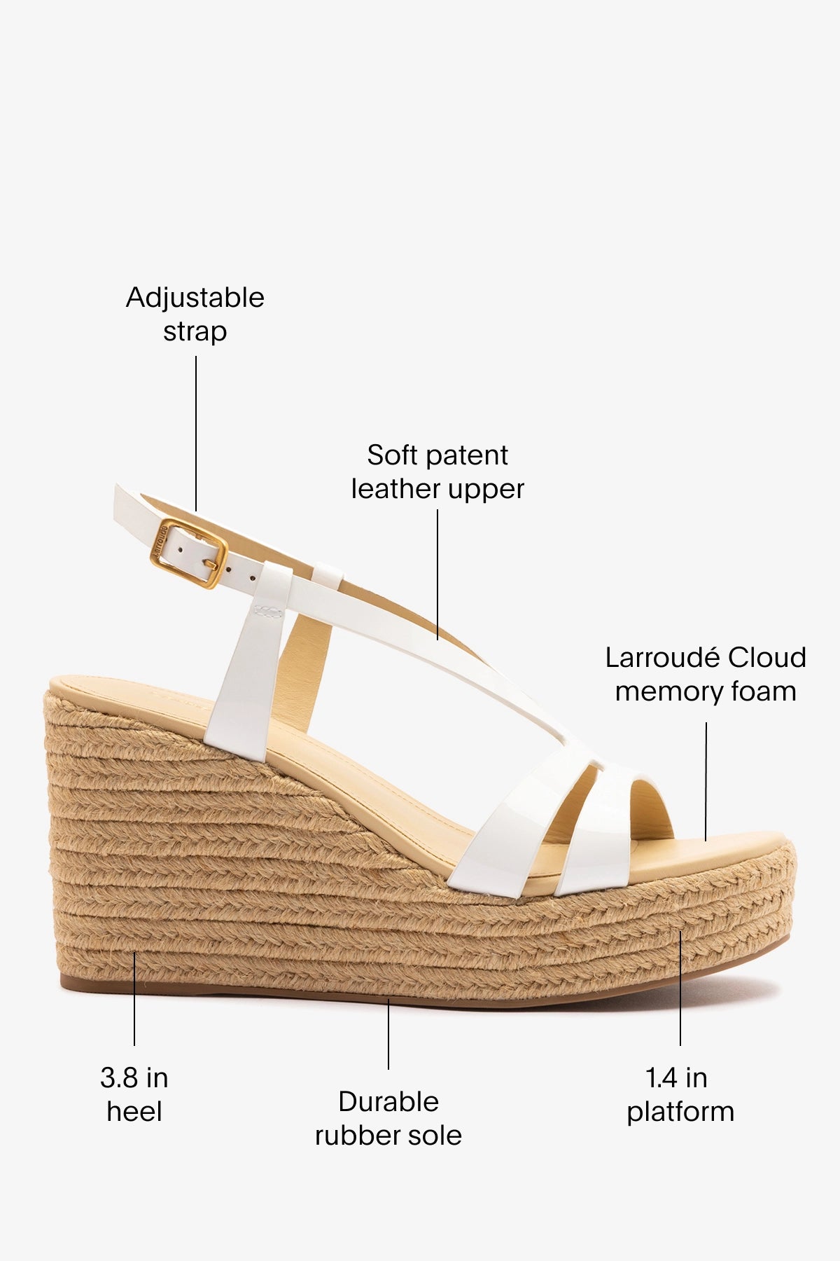 Daphne Espadrille Sandal White Patent Leather