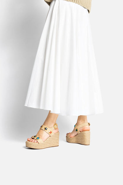 Milan Gioiello Espadrille In Beige Raffia