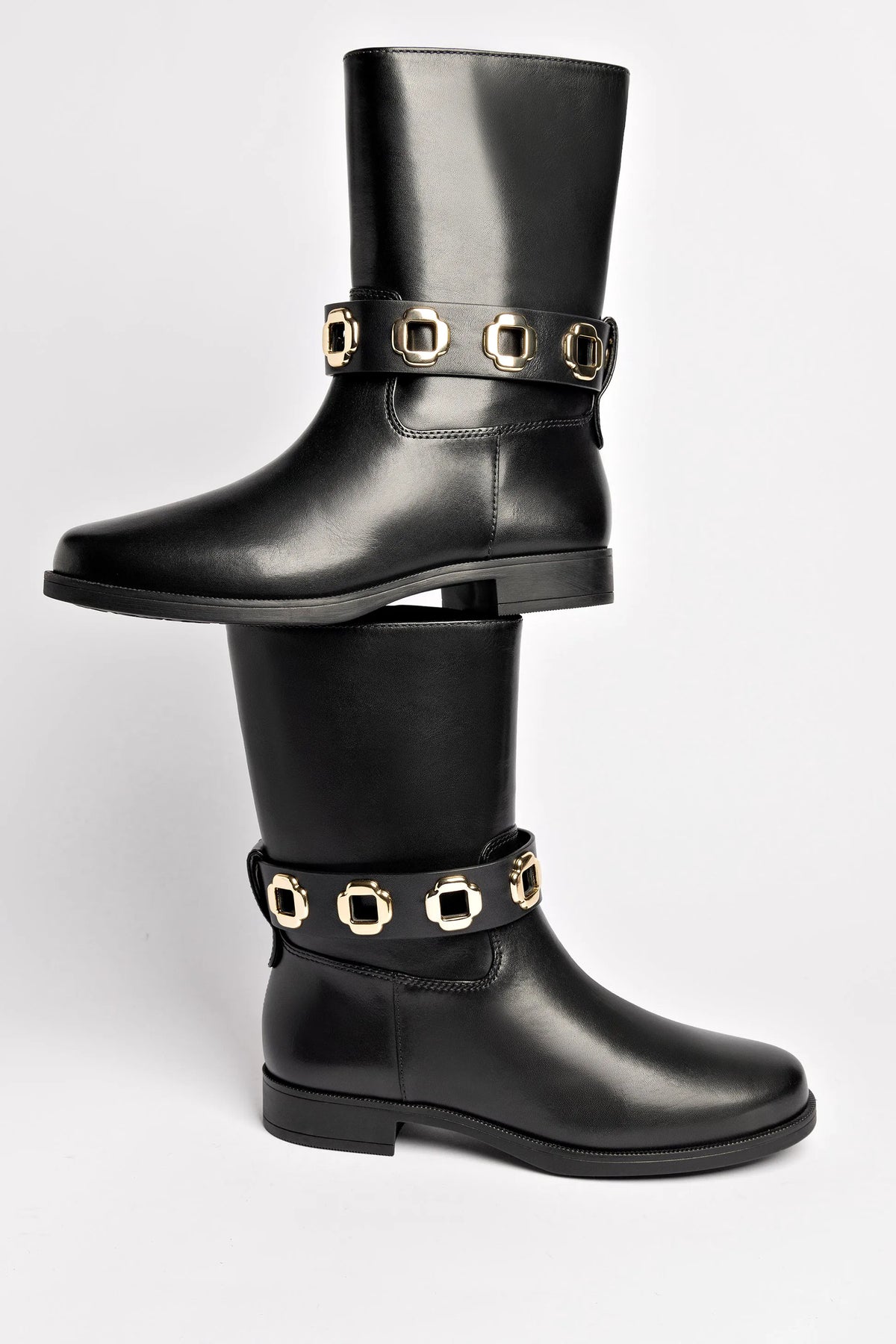 Milan Flat Bootie In Black Water Resistant Leather