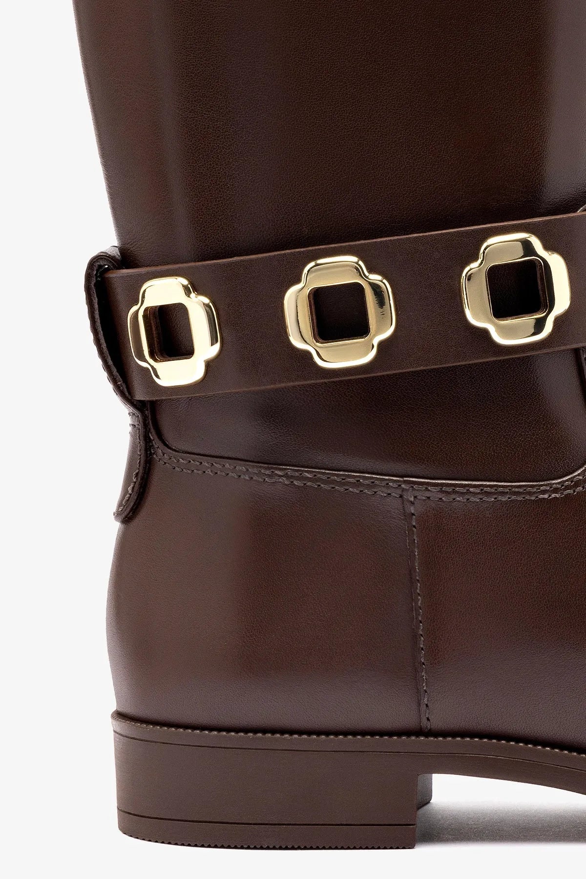 Milan Flat Bootie In Brown Water Resistant Leather