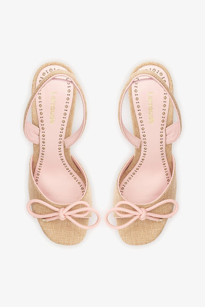 Lady Sandal In Beige Raffia And Tulip Leather