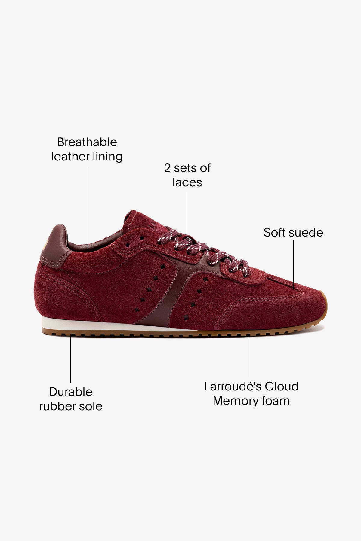 Stella Sneaker In Burgundy Suede