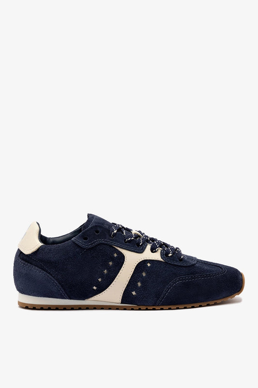 Stella Sneaker In Navy Suede and Ivory Leather