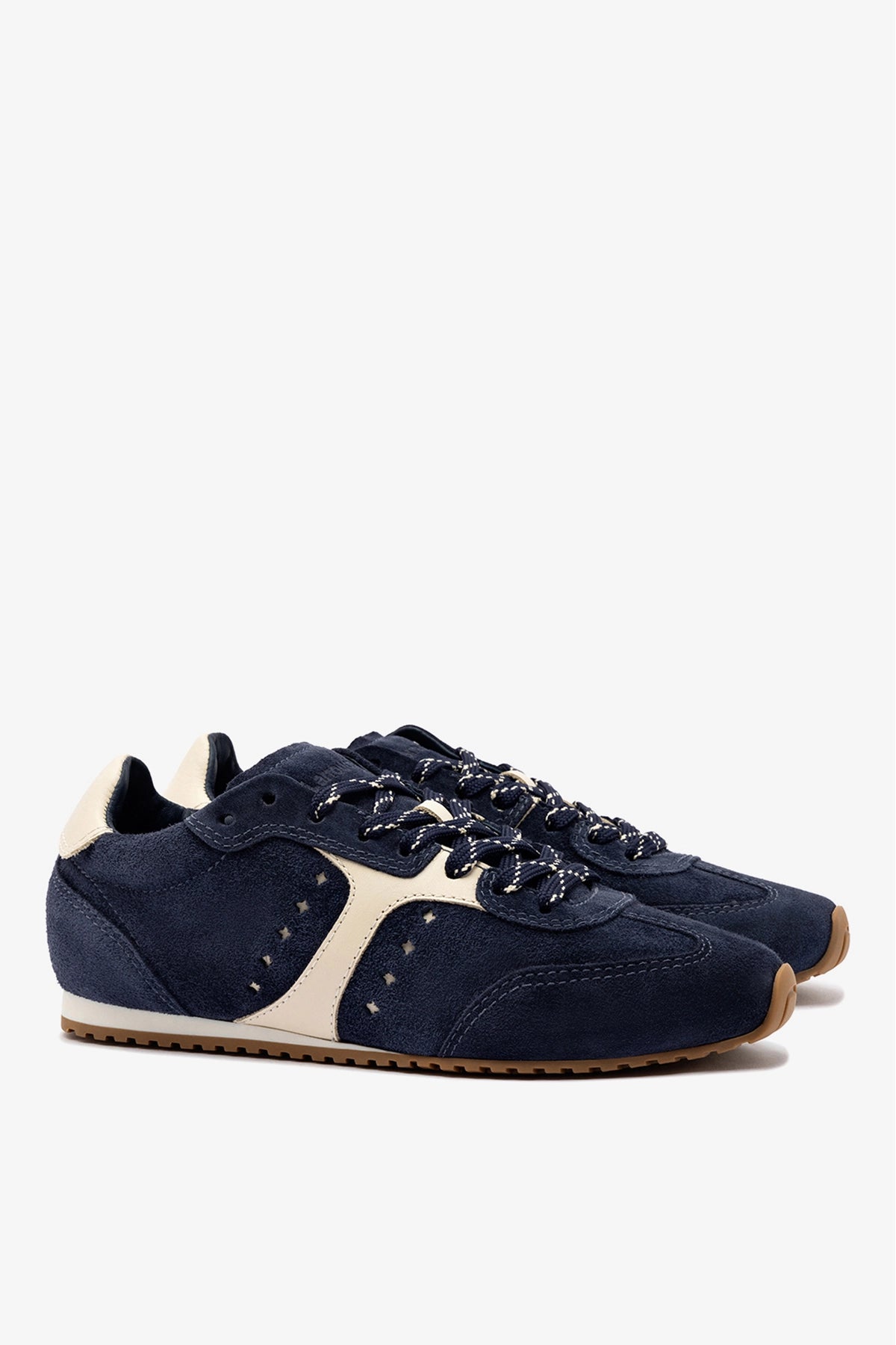 Stella Sneaker In Navy Suede and Ivory Leather