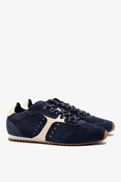 Stella Sneaker In Navy Suede and Ivory Leather