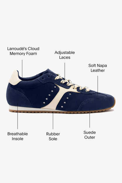 Stella Sneaker In Navy Suede and Ivory Leather