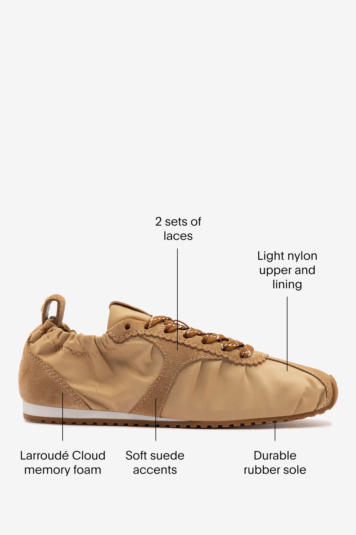 Stella Lite Sneaker In Peanut Nylon and Suede