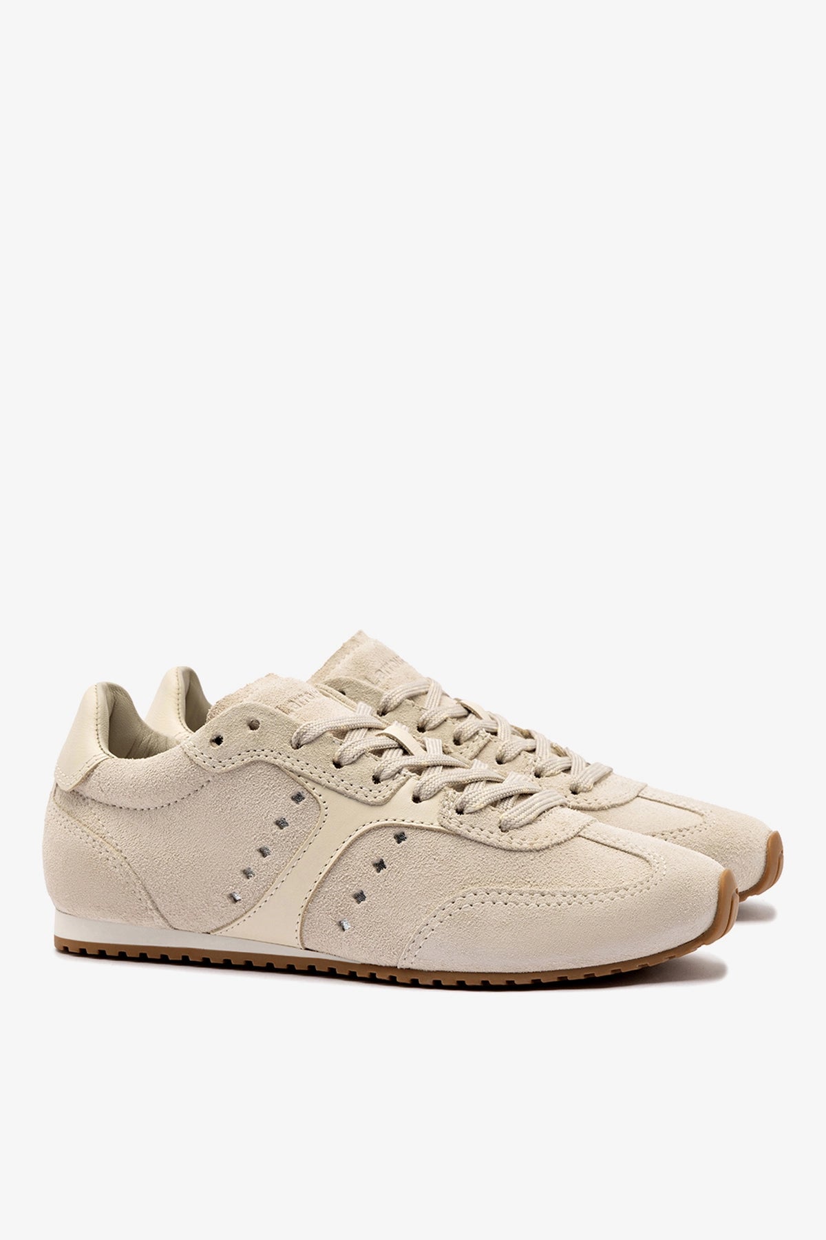 Stella Sneaker In Mushroom Grey Suede and Ivory Leather