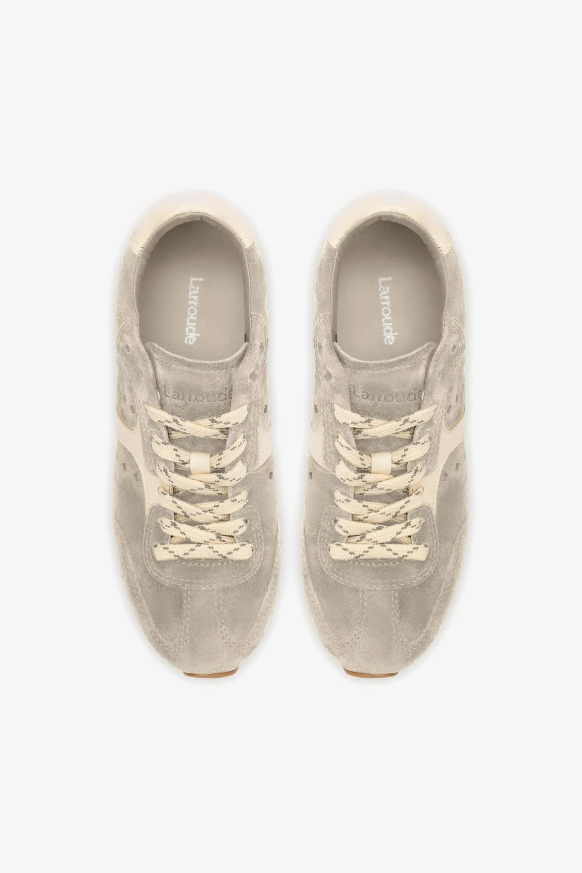 Stella Sneaker In Mushroom Grey Suede and Ivory Leather