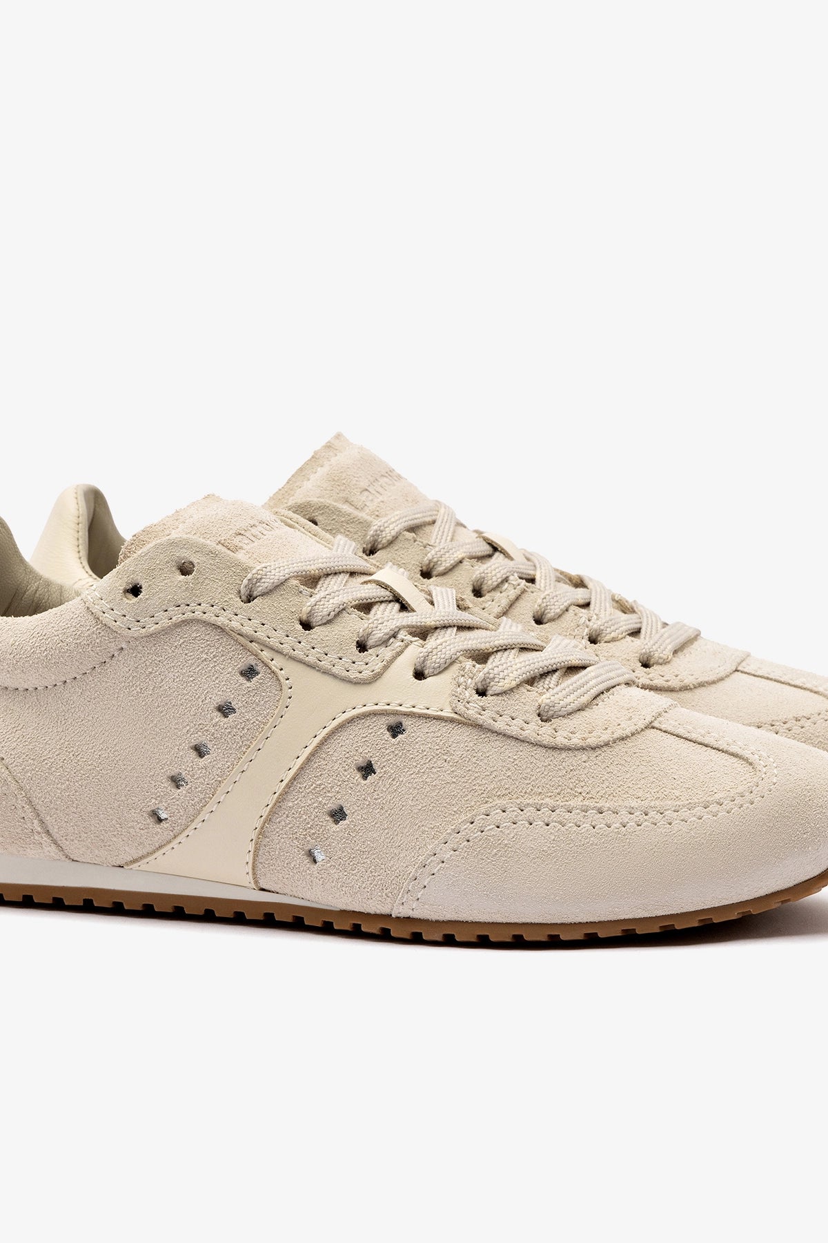 Stella Sneaker In Mushroom Grey Suede and Ivory Leather