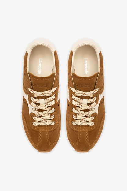 Stella Sneaker In Russet Suede and Ivory Leather