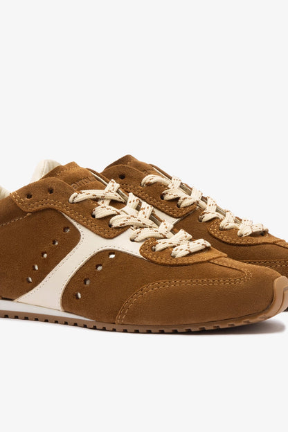 Stella Sneaker In Russet Suede and Ivory Leather