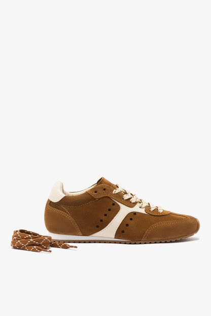 Stella Sneaker In Russet Suede and Ivory Leather