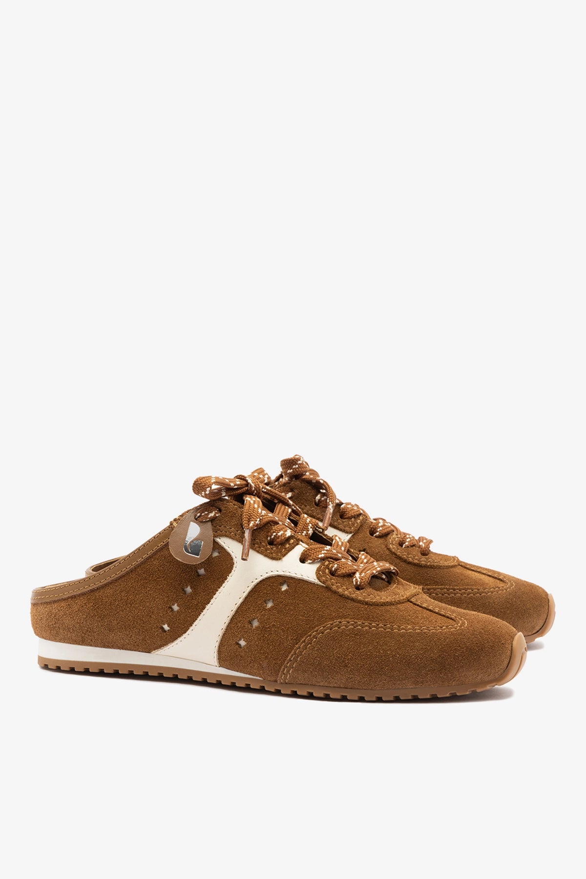 Stella Mule In Russet Suede and Ivory Leather
