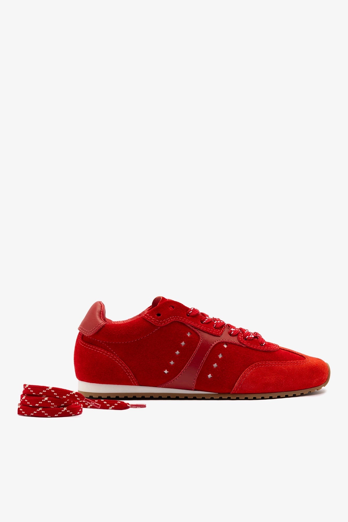 Stella Sneaker In Scarlet Suede and Blood Red Leather