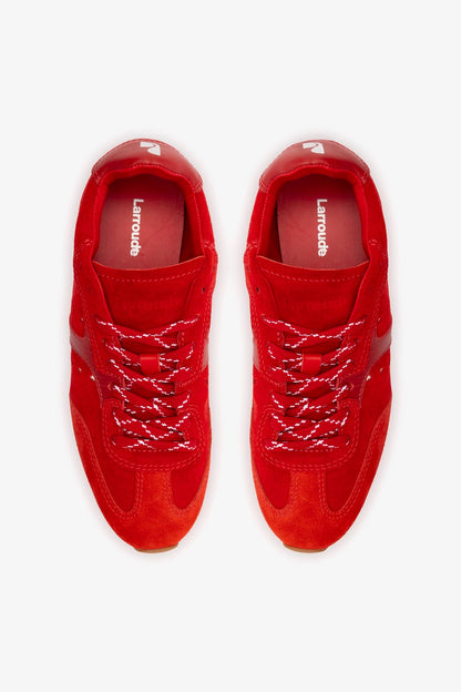 Stella Sneaker In Scarlet Suede and Blood Red Leather
