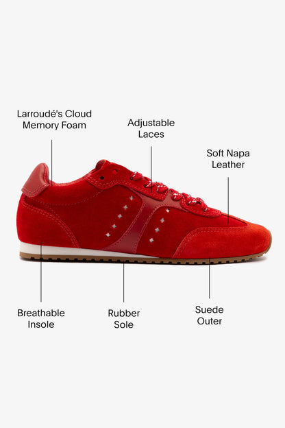 Stella Sneaker In Scarlet Suede and Blood Red Leather