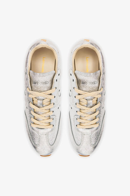 Stella Sneaker In Silver Metallic Leather