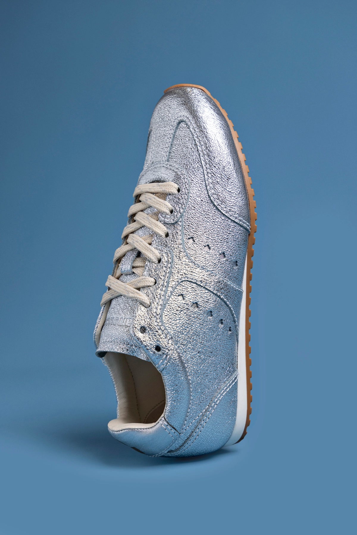 Stella Sneaker In Silver Metallic Leather