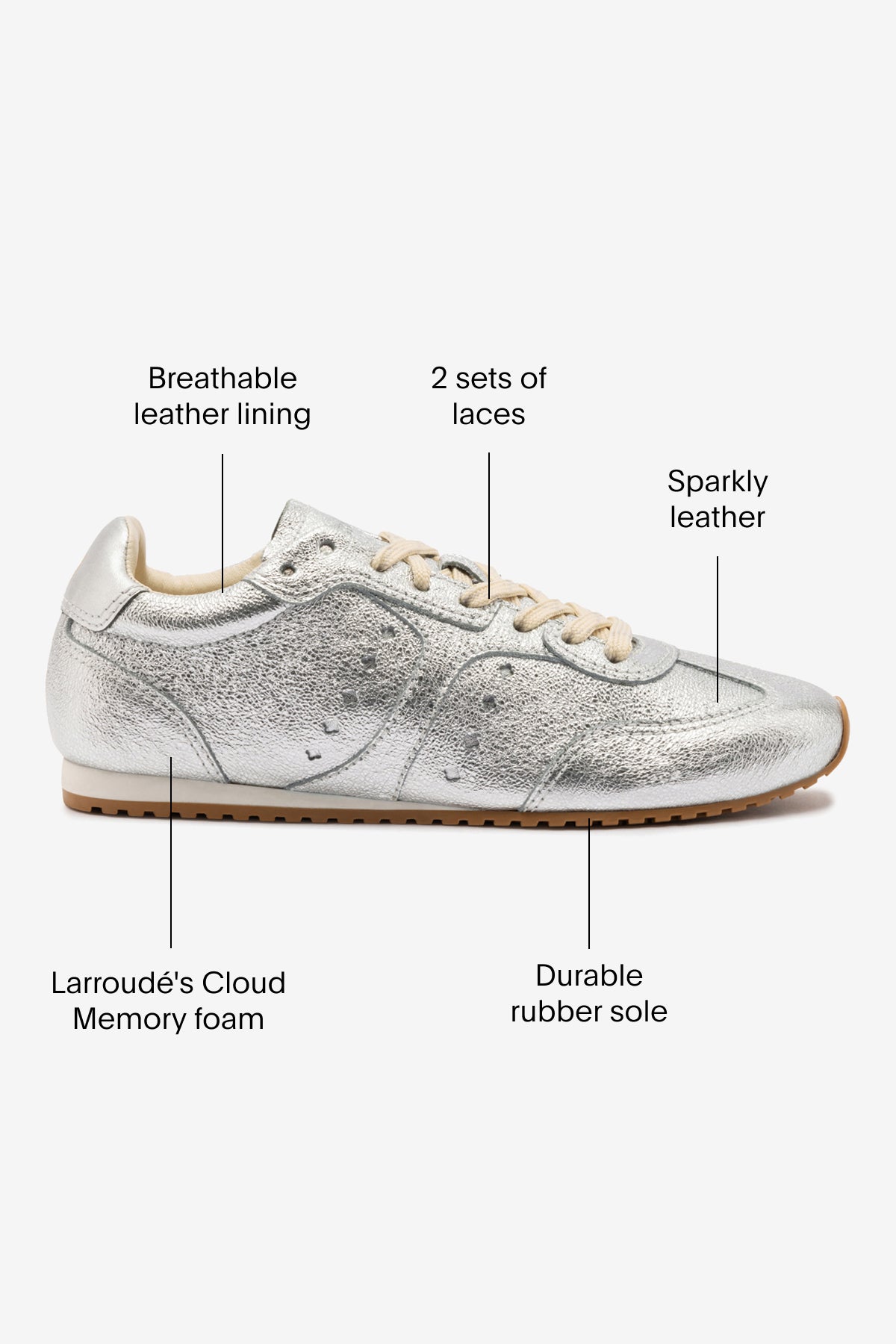 Stella Sneaker In Silver Metallic Leather