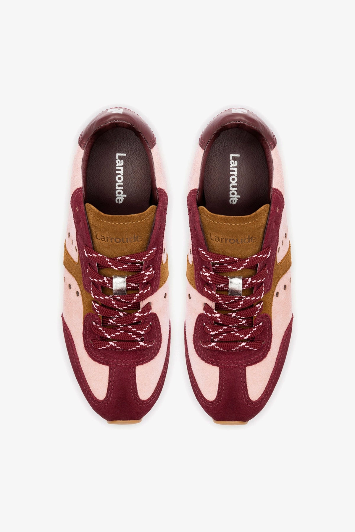 Stella Sneaker In Tulip, Russet and Wine Suede and Silver Metallic Leather