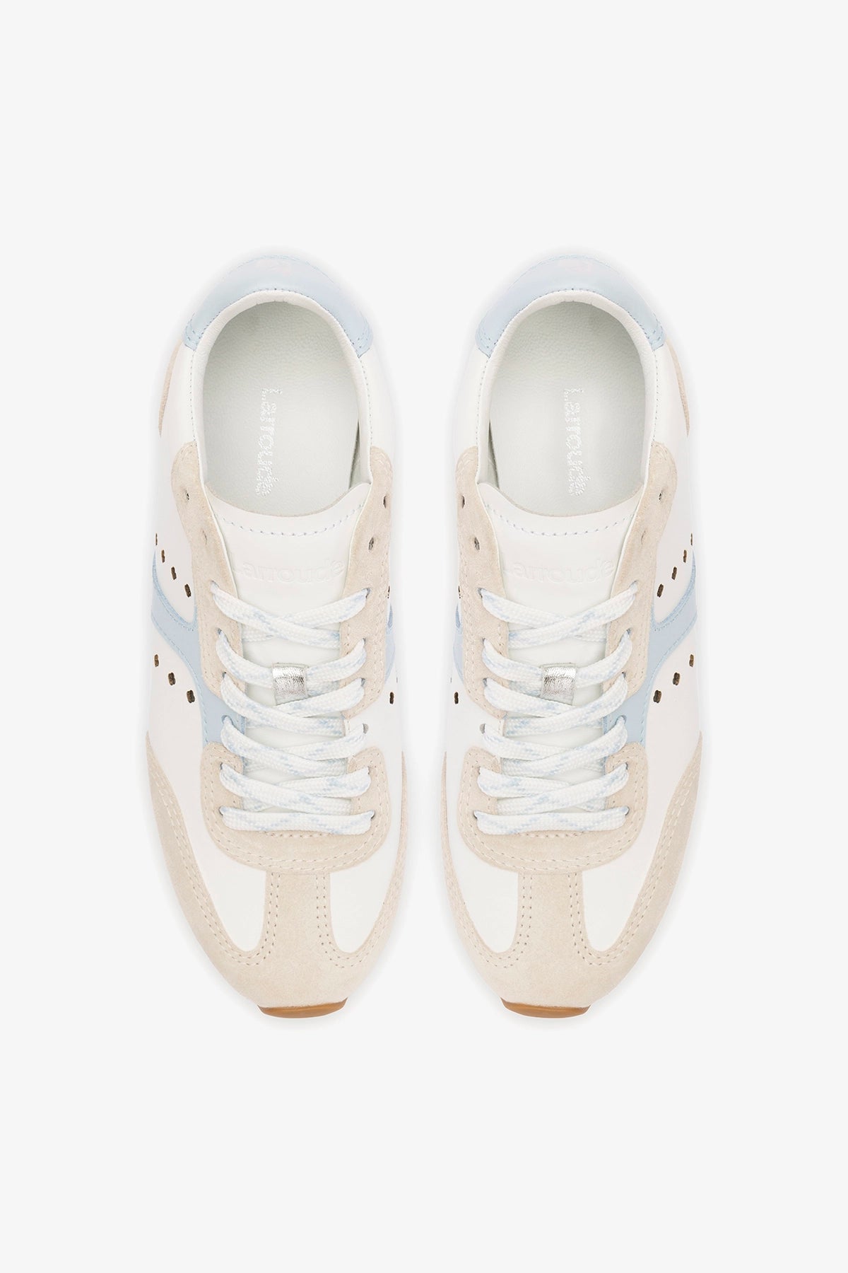 Stella Sneaker In Grey Suede, White Leather and Silver Metallic Leather