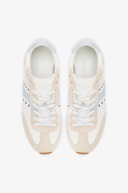Stella Sneaker In Grey Suede, White Leather and Silver Metallic Leather