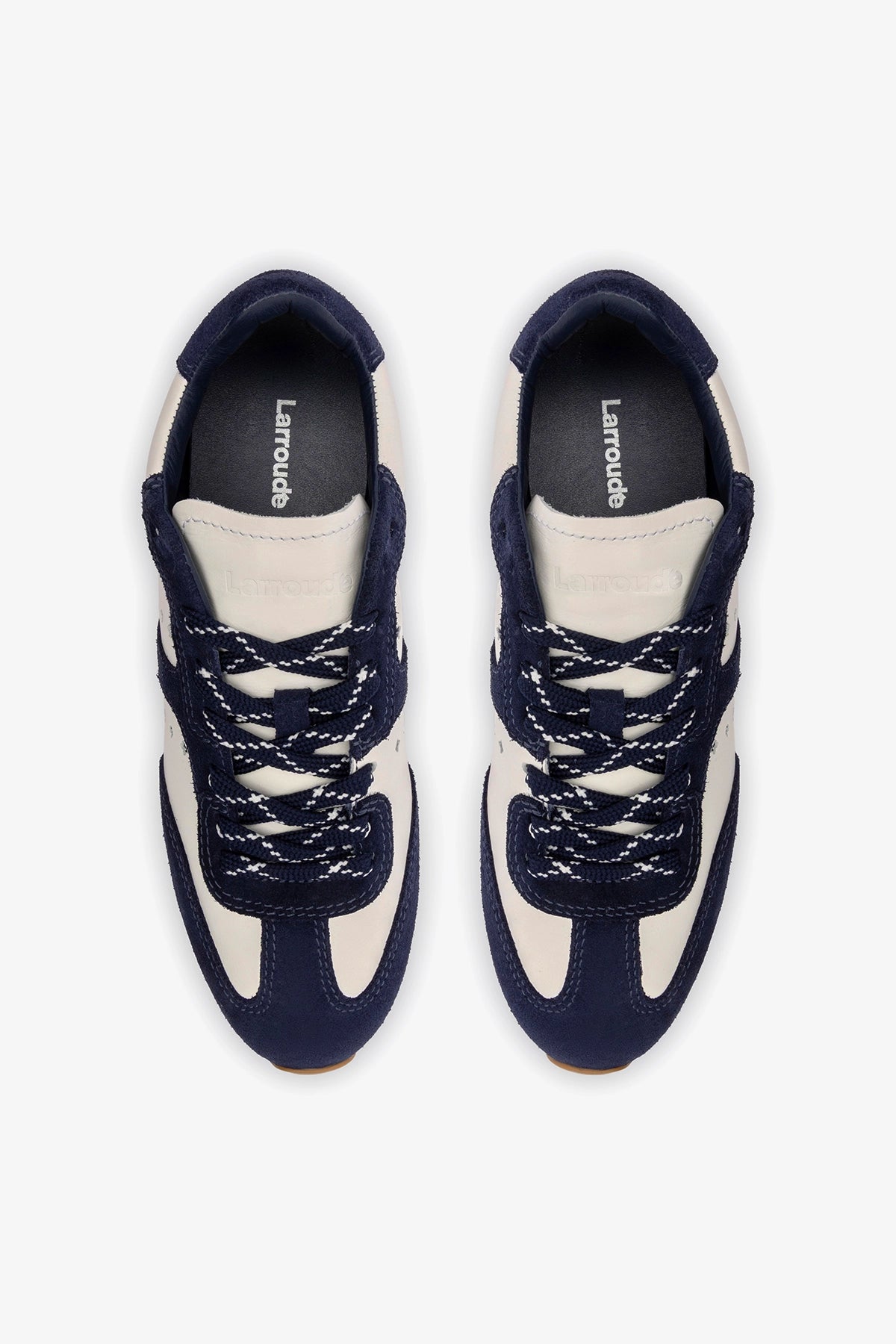 Stella Sneaker In White Leather and Indigo Suede