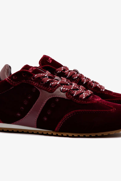 Stella Sneaker In Wine Velvet