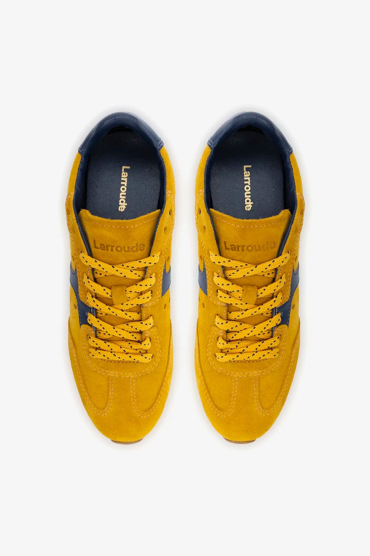 Stella Sneaker In Yellow Suede and Navy Leather