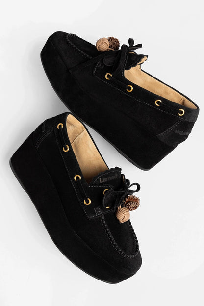 Cyprus Flatform Black Suede