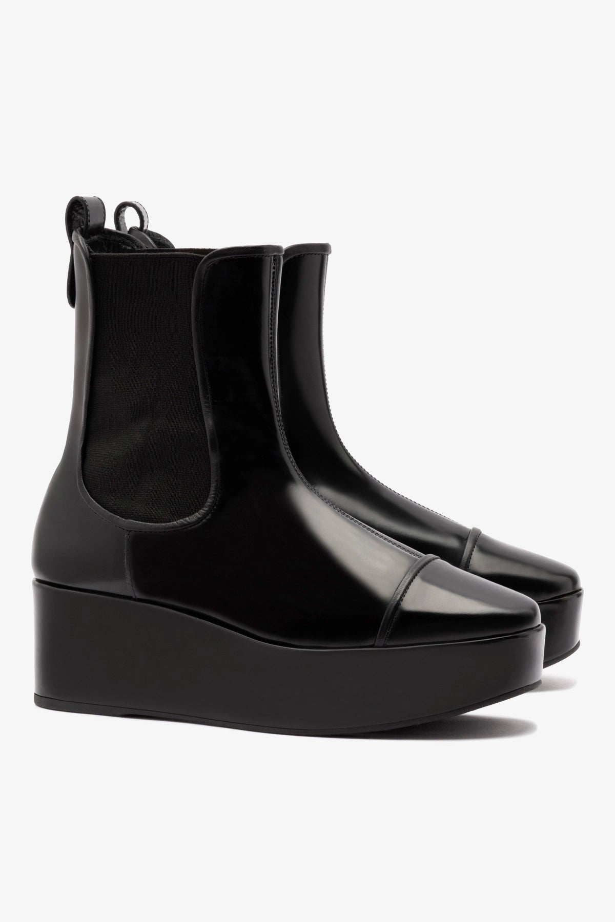 Dani Chelsea Flatform Boot In Black Box Leather