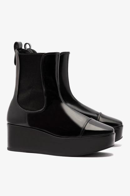 Dani Chelsea Flatform Boot In Black Box Leather