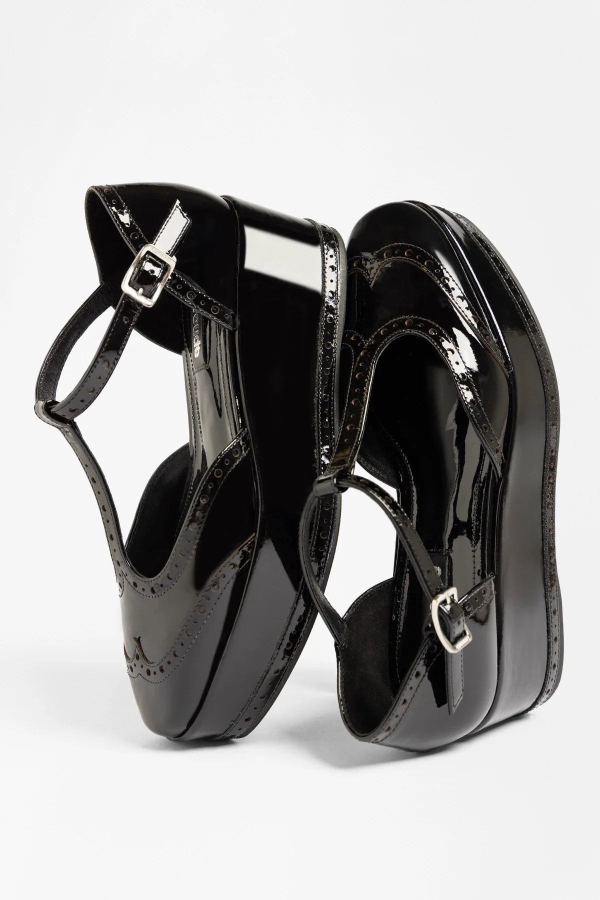 Luna Flatform Sandal Black Patent Leather