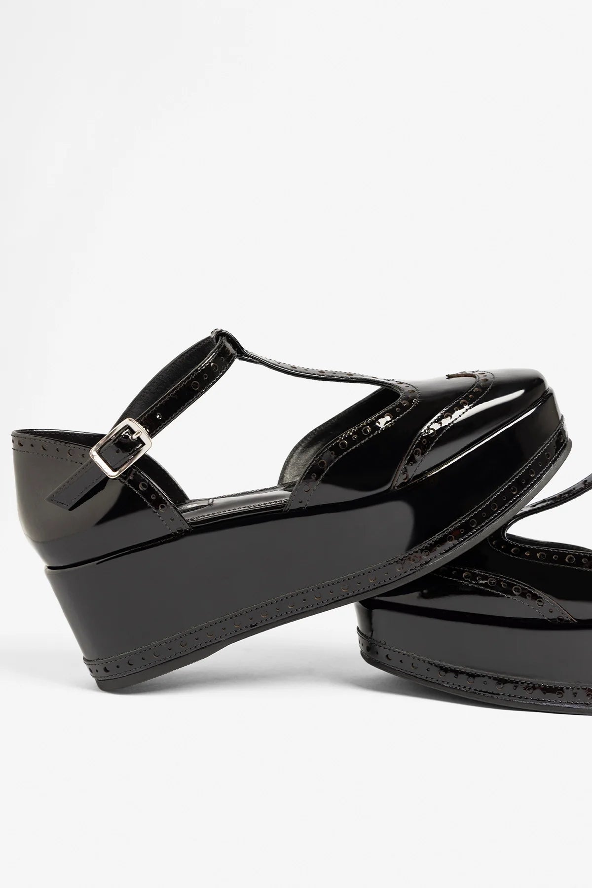 Luna Flatform Sandal Black Patent Leather