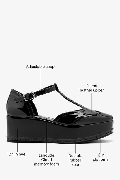 Luna Flatform Sandal Black Patent Leather