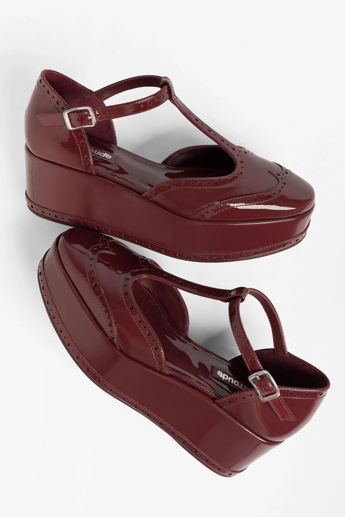 Luna Flatform Sandal Burgundy Patent Leather