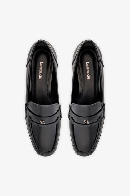 Suki Flatform Loafer In Black Box Leather