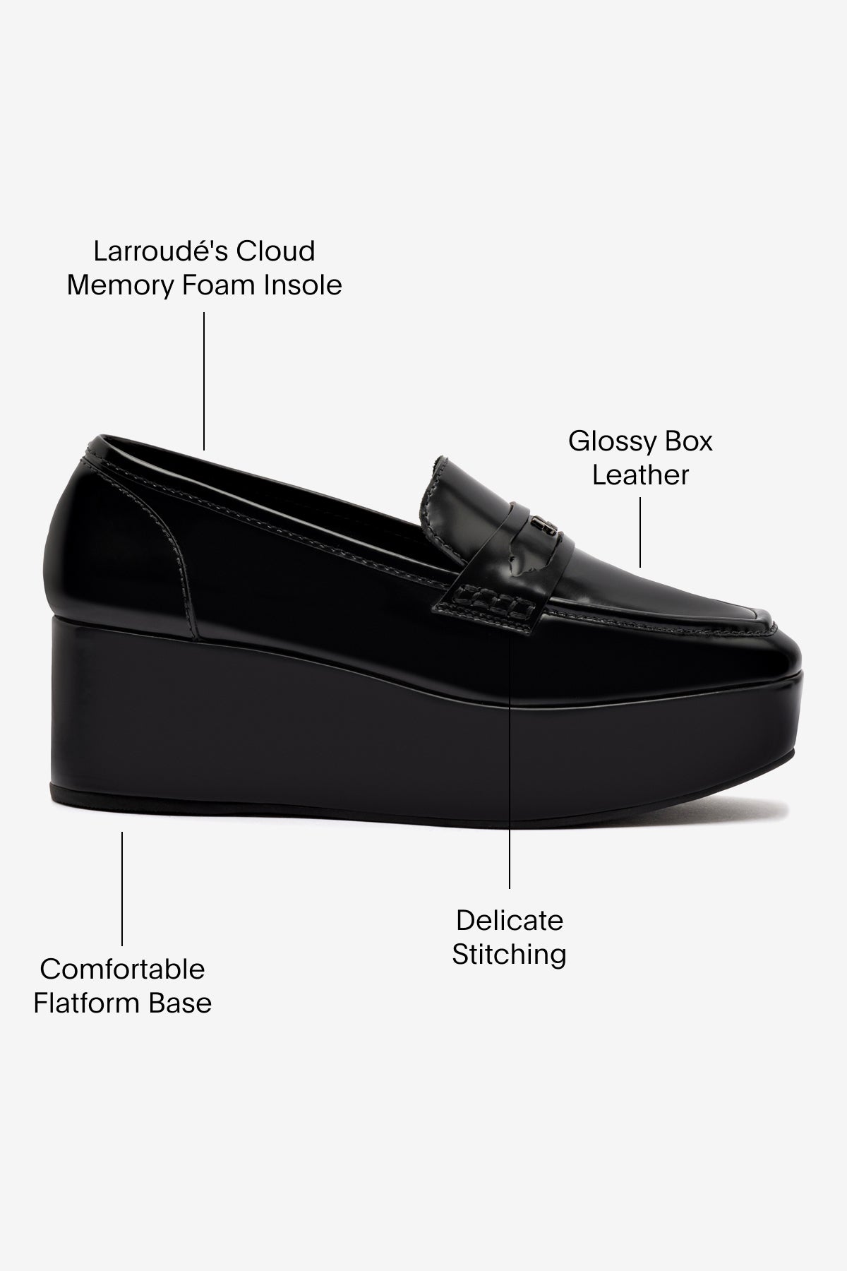 Suki Flatform Loafer In Black Box Leather