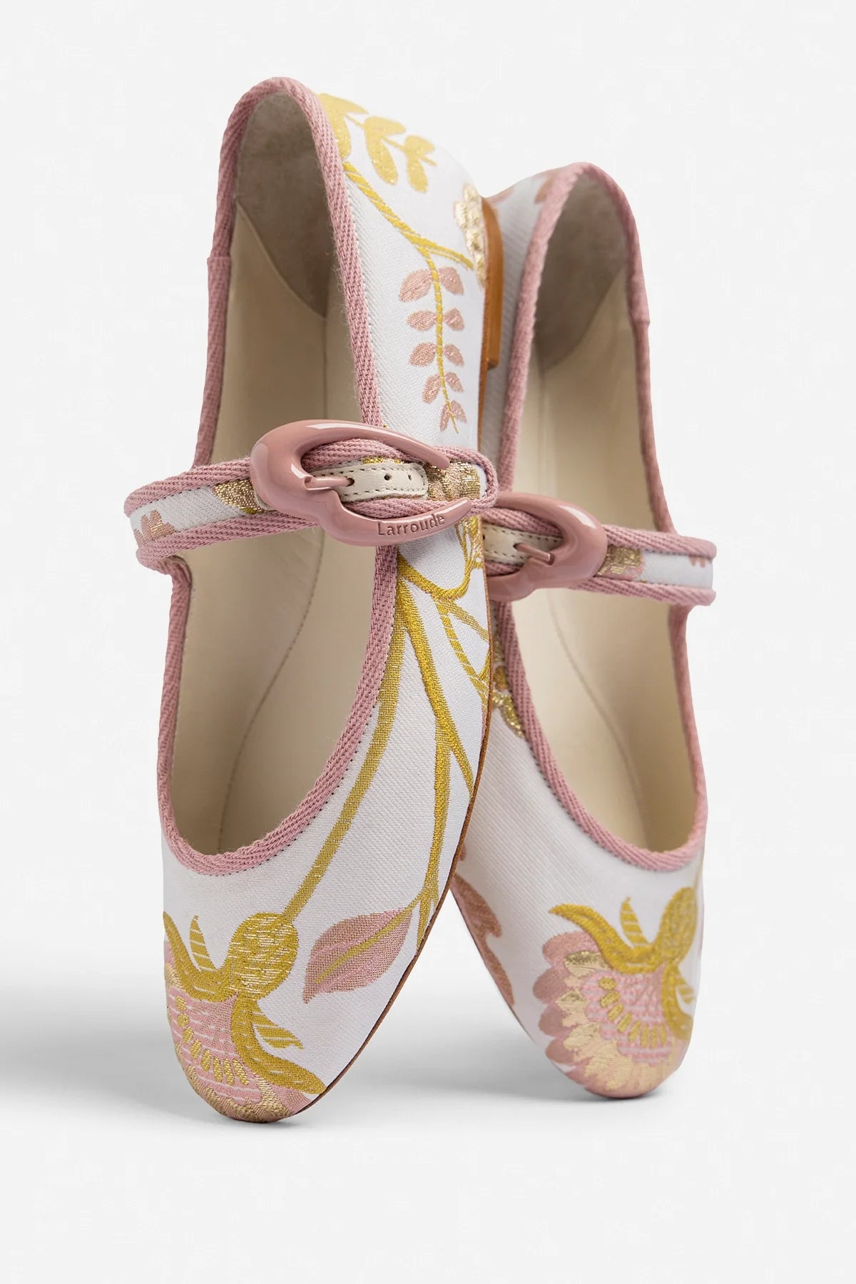 Larroudé by Markarian: Verona Ballet Flat Mist Floral Brocade