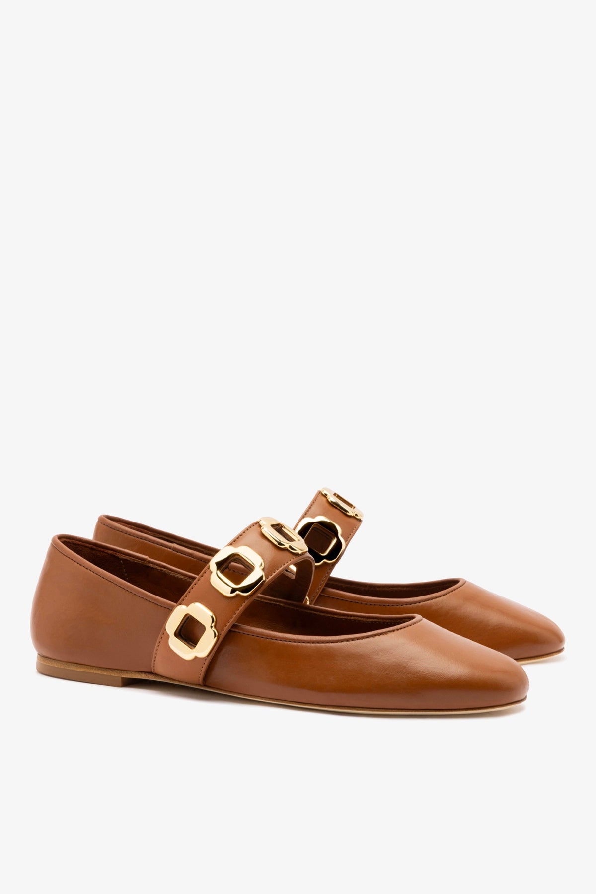 Milan Ballet Flat In Caramel Leather