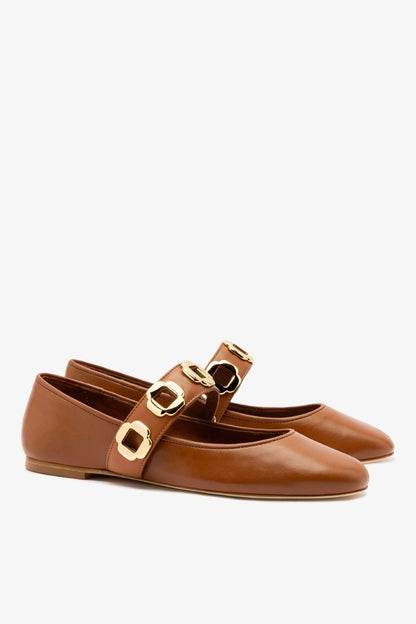 Milan Ballet Flat In Caramel Leather