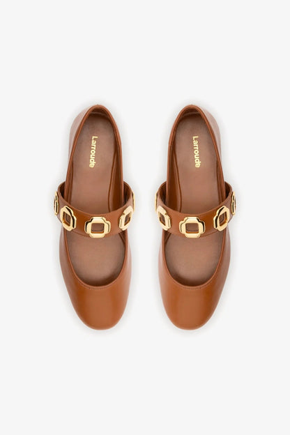 Milan Ballet Flat In Caramel Leather